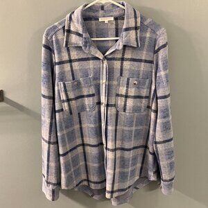 Ultra Flirt NWOT Womens Soft Fleece Purple Plaid Button Down Shirt XL